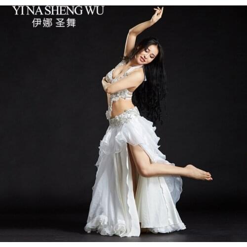 Adult Professional Belly Dance Performance Costumes Sequins Bra Belt Skirt Belly Dancewear Oriental Dance Costumes 2pcs/3Pcs Set
