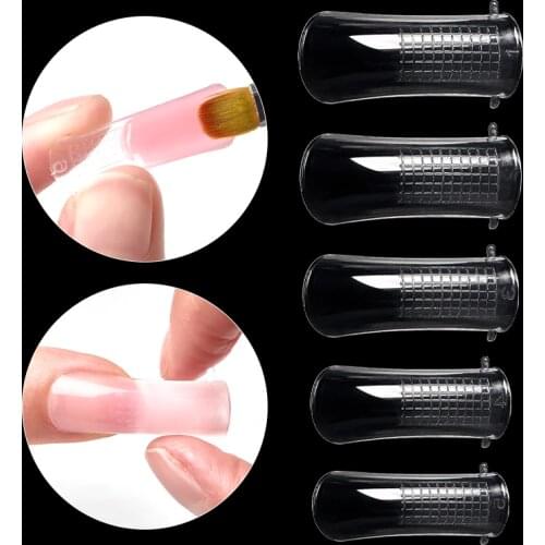 MEET ACROSS 1 Box Quick Building Mold Tips Nail Dual Forms Finger Extension Nail Art UV Builder Poly Art Gel Tool