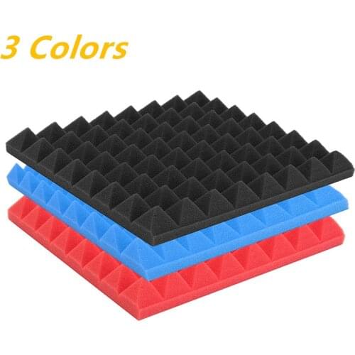 1 pcs Black/ Blue/ Red Sound Absorbing Cotton Acoustic Foam Pyramid Tiles For Studio Sound Room Music Soundproofing Foam
