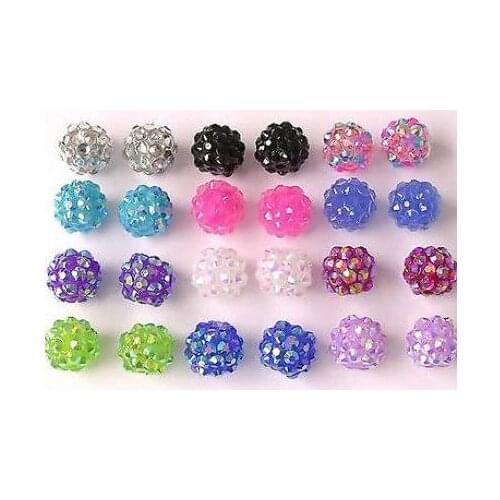 10MM mixed white Chunky Resin Rhinestone Beads Bling Ball Beads Chunky Kid Jewelry Wives DIY Finding bracelet necklace fg34