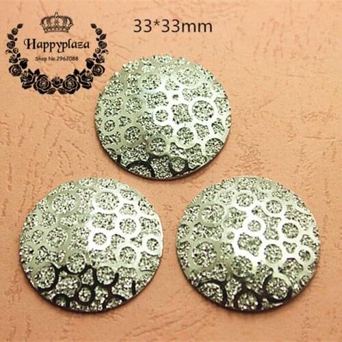 10pcs 33mm Mineral Surface Round Resin Flatback Cabochon DIY Decorative Craft Making