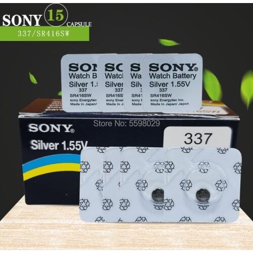 15pcs For Sony Original Single grain packing Watch Battery 337 SR416SW Silver Oxide 1.55V LR416 button cell battery