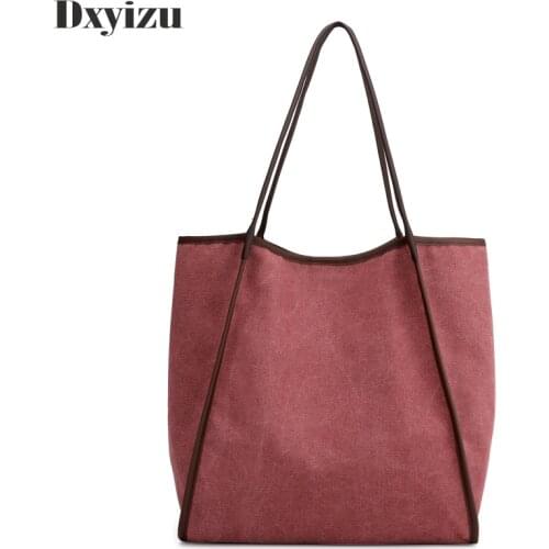 2020 Women Canvas Casual Leisure Bags Vintage Canvas Tote Handbags Big Bag Large Capacity Travel Canvas For Women And Girls