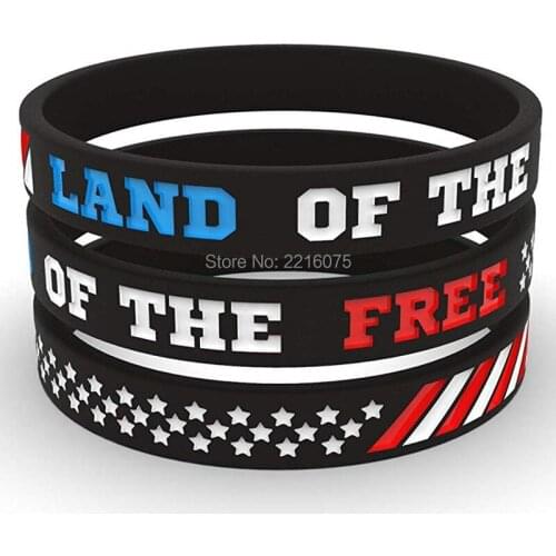 300pcs USA Flag American LAND OF THE FREE wristband silicone bracelets free shipping by DHL A