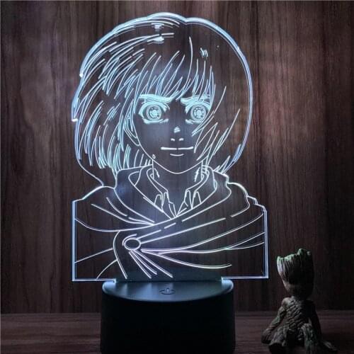 3D Nightlight Anime Armin Arlert Smile Attack on Titan Figure 7 Colors Touch Optical Illusion Table Lamp Gift Room Decor Light
