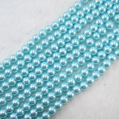4.6.8.10.12.14mm Light Blue Glass Pearl Imitation Round Beads Loose Pearls for Bracelet Loom DIY Jewelry Fingdings GL-23