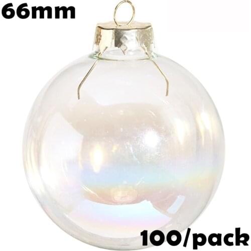 Free Shipping DIY Paintable Christmas Decoration Ornament 66mm Glass Iridescent/Rainbow Sphere Ball, 100/Pack