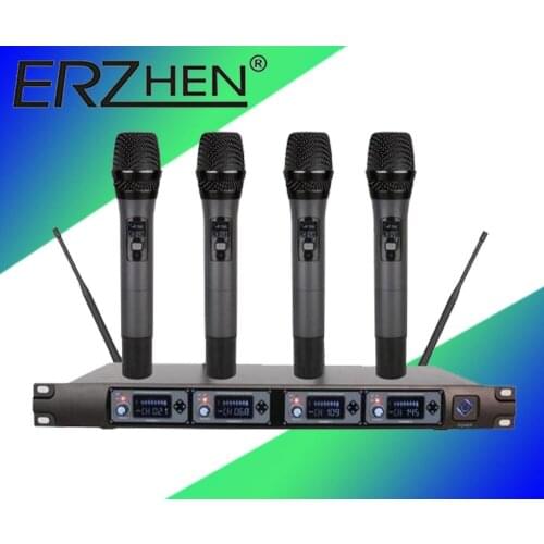 Wireless Microphone System U4000U Professional Microphone 4 Channel UHF Dynamic Professional 4 Handheld Microphone + Karaoke