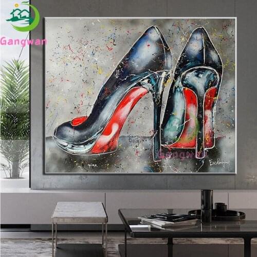 Graffiti Art 5D Diamond DIY Mosaic Diamond Painting Full Set Diamond Embroidery High Heel Shoes Pictures Of Rhinestone abstract