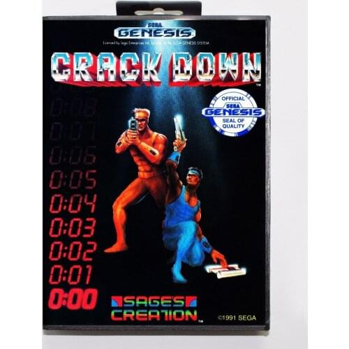 Crack Down Game Cartridge 16 bit MD Game Card With Retail Box For Sega Mega Drive For Genesis
