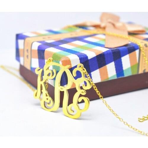 Monogram Name Necklace Personalized Customize Nameplate Initial Jewelry nom bijoux collar de nombre