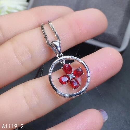 KJJEAXCMY fine jewelry natural ruby 925 sterling silver women gemstone pendant necklace chain support test luxury