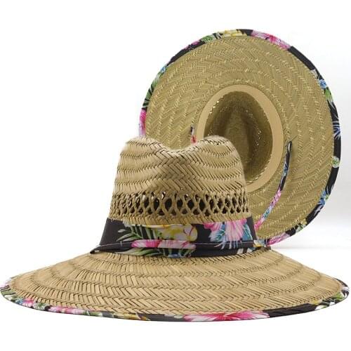 Classic Handwork Women Men Straw Summer Beach Sun hat Outdoor Summer Wide Brim Jazz Panama Straw Lifeguard Hat Womens Summer Hat