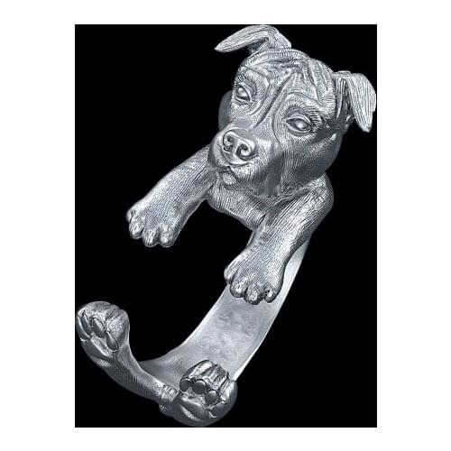 Newest wholesale punk America Pit Bull Terrier Ring free size hippie animal pit bull dog Ring jewelry for pet lovers 12pcs/lot