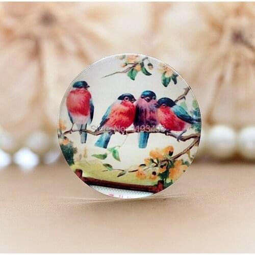 20pcs 12mm 20mm 25mm 30mm Round Glass Beads Cabochon DIY For Tray Pendant setting finding-(Bird)-(HPGC-2287)