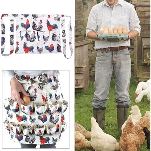 Kitchen Farm Chicken Goose Egg Apron with 12 Pockets Housewife Supplies
