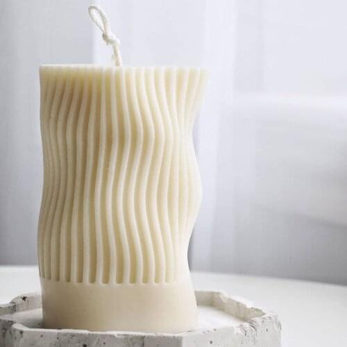 Candle Silicone Mold Irregular Stripe Design Columnar Candle Mold Handmade Aroma Candle Production