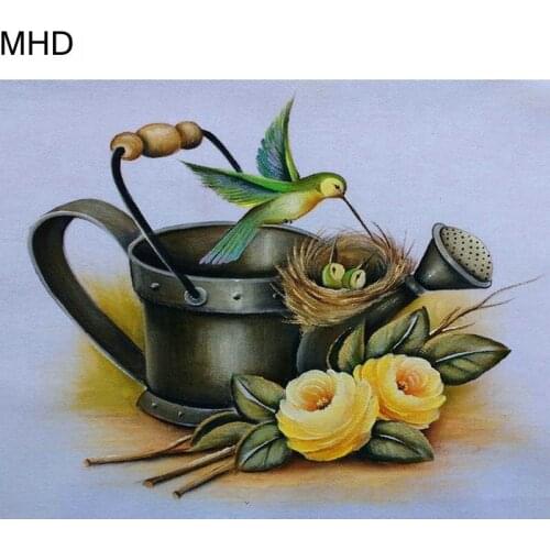 MHD New Arrival Full Square Diy Diamond Painting Flower Bird Sewing Cross Stitch 3d Mosaic Wall Sticker Artist Home Decor Kit