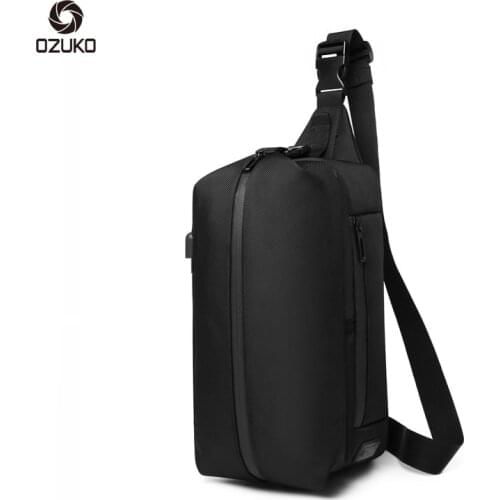 OZUKO Crossbody Bag for Men Mens Chest Bag USB Multifunction Shoulder Messenger Bags Male Waterproof Short Trip Chest Bag 2020