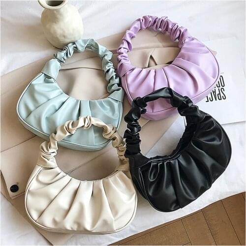 Fashion Dumpling Shoulder Bag Spring and Summer New Style Fold Armpit Handbags Cloud Tote Bag Retro Baguette Bag Party Package