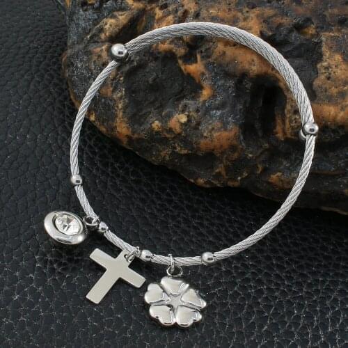 Fashion Stainless Steel Jewelry Simple Bangle Bracelet Silver Color Hot For Women Gift BRYZ081