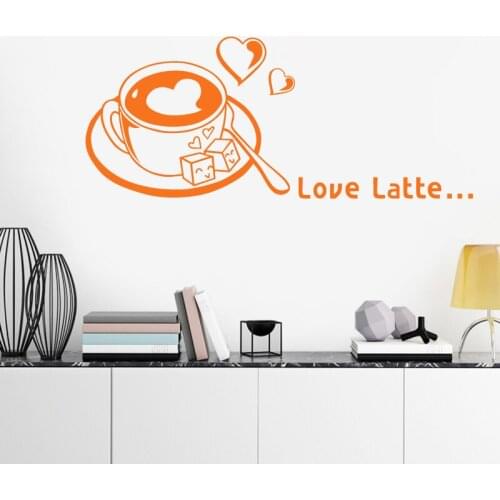 Coffee Latte Shop Sticker Bean Decal Cafe Cup Vinyl Art Wall Decals Decor Mural Decoration Break Coffee Glass Decals CAFE1011