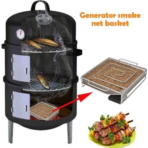 New Square Stainless Smoke Generator For BBQ Grill Or Smoker Wood Dust Hot And Cold Smoking Salmon Bacon Meat Burn Bbq Tools