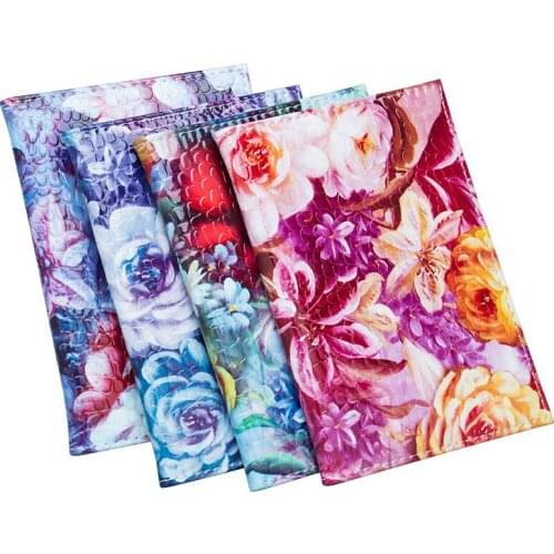 40PCS / LOT Peony Printed PU Leather Passport Holder Passport Bag Ticket Card Holder