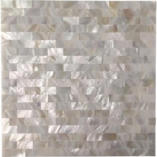 Mother of Pearl Shell Tile for Kitchen Backsplashes Shower Wall Tile, 12" x 12" Groutless Subway Wall Decoration