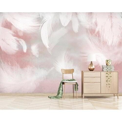 Custom 3D wallpaper 8D mural modern minimalist fashion hand-painted feather Nordic abstract background wall mural