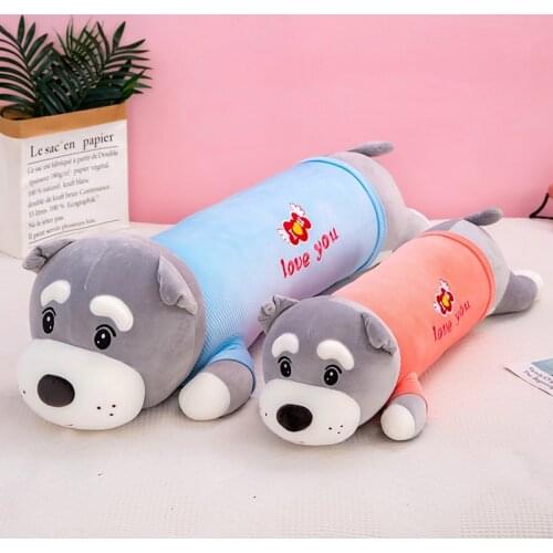 Factory Direct Sales Lying Dog Throw Pillow Plush Toy Schnauzer Dog Doll Female Birthday Gift Wholesale Custom New Year Goods