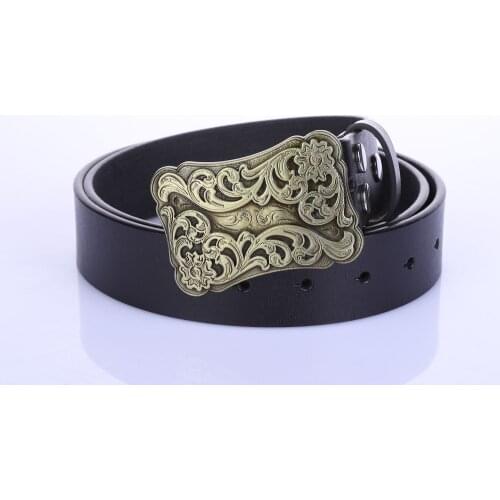 Western cowboy dermal belt retro decorative pattern novelty article one system button belts for mens
