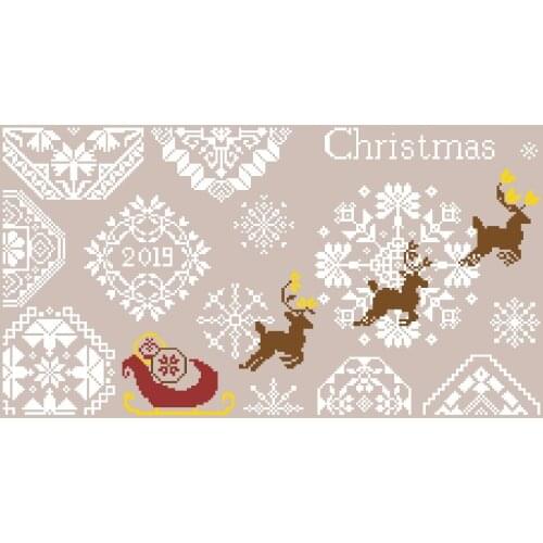 Chiristmas deer cross stitch kit winter snow cotton silk thread 18ct 14ct 11ct linen flaxen canvas embroidery DIY needlework