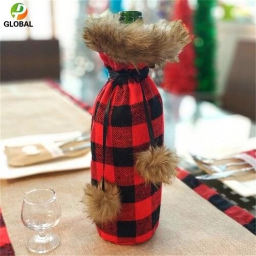 D&P 1PCS Christmas decoration western-style champagne bottle set creative Santa Claus wine gift bag Happy New Year Navidad bag