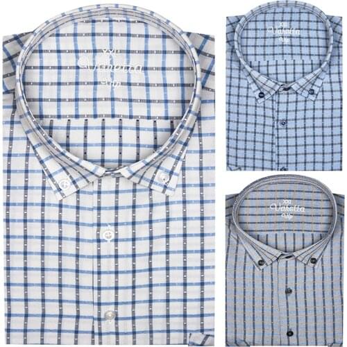 Big Size 6 XL Oxford Shirt For Mens Long Sleeve Cotton Casual Shirts Male Plaid Chest Pocket Regular Fit Man Social Shirt Turkey