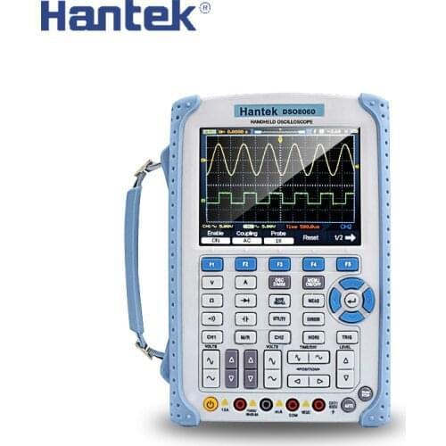 Handheld Digital Oscilloscope Hantek DSO8060 60MHz(2CH) 250MSa/s 8bits 32k Multimeter Signal Source Spectrum Analyze Tester