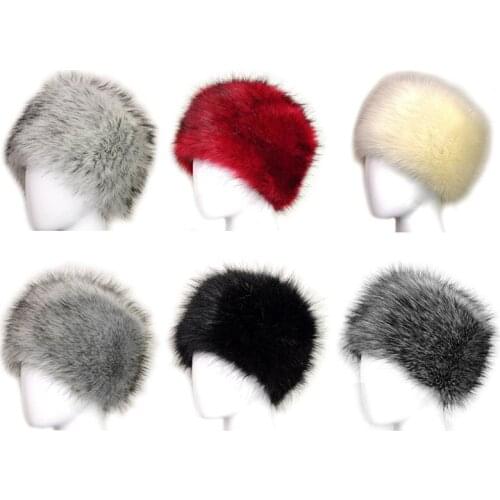 Women Black Faux Fur Hat Russian Winter Warmer Ear Cap Ushanka Cossack Ski