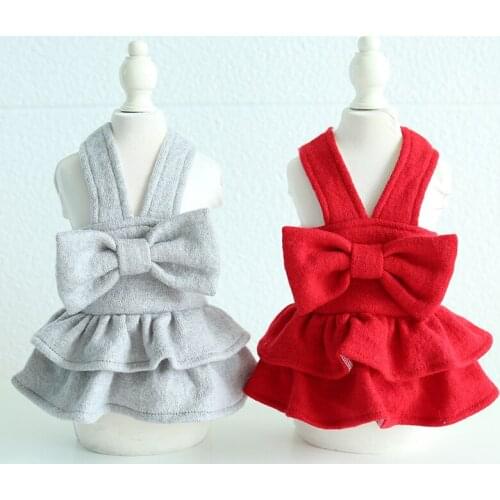 Wool Fleece Strap Dress Cat Dog Coats Dress Cotton-Padded Warm Clothing For Dogs Puppy Dog Cat Pet Clothes Chihuahua