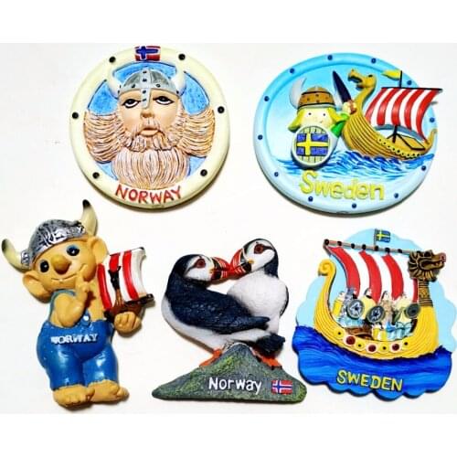 Sweden Norway Denmark Pirate Ship 3D Fridge Magnets Tourism Souvenirs Refrigerator Magnetic Stickers Home Decortion Gift