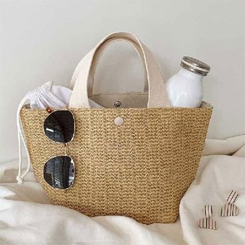 Elegant Ladies Straw Woven Handbag Women Holiday Beach Casual Tote Top-Handle Bags Fashion Retro Shoulder Bags
