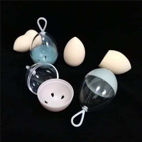 Portable Makeup Puff Case 6x4mm Non-latex Sponge Cosmetic Powder Puffs Transparent Hangable Ventilated Storage Box Durable