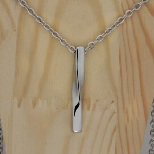 Ufine Square Twisted Column Pendant Necklace for Men Stainless Steel Male Female Couples Jewelry N484