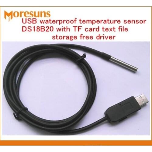 Fast Free Ship USB waterproof temperature sensor DS18B20 with TF card text file storage free driver