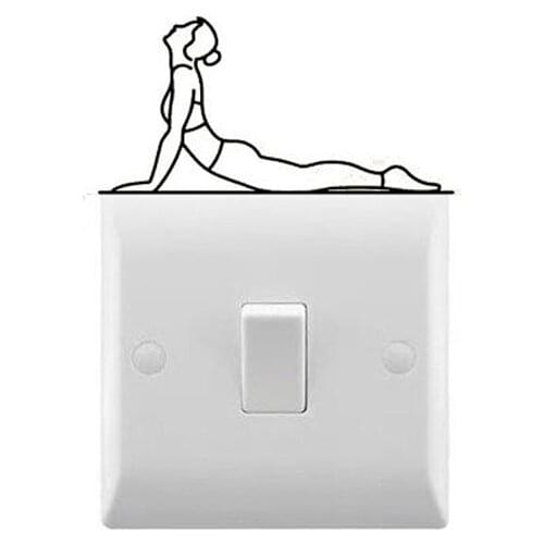 Vinyl Decal Yoga Lady Stretching small light switch Sticker Car Decal Removable House Light Switch Decor Design Stickers C502