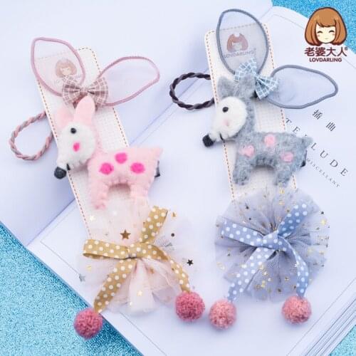 My Wifes Felt Cloth Deer Mesh Golden Five-Pointed Star Rabbit Ears Hair Clip Hairpin Children Headwear Combination