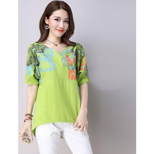 Plus size Tops For Women Cotton Summer Blouse 2020 Ladies Batwing sleeve Loose Top Casual V neck Short sleeve White Shirt Office
