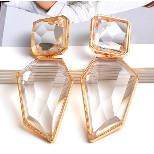 Fashion Jewelry Acrylic Geometric Dangle Earrings Trendy Clear Resin Drop Earrings For Women Femme Brincos Whoelsale