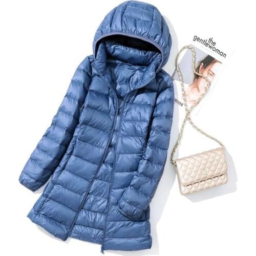 SEDUTMO Winter Long Womens Down Coat Plus Size 5XL Ultra Light Thin Puffer Jacket Slim Casual Remove Hooded Parka ED1580