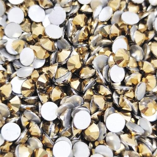 Gold Hematite Nail Art Rhinestones ss3 ss4 ss5 ss6 ss8 ss10 ss12 ss16 ss20 ss30 ss34 Glass/ Crystal Non HotFix Nail Art Decorat