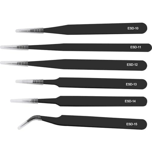 1Pcs Anti-static ESD Stainless Steel Tweezers Maintenance Tools Industrial Precision Curved Straight Tweezers Repair Tools